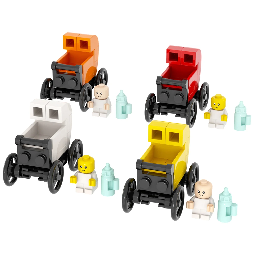 MOC City Series Baby Figure brick Crib Carriage Stroller Furniture Compatible Action Figure Building Block Toy for Children Gift
