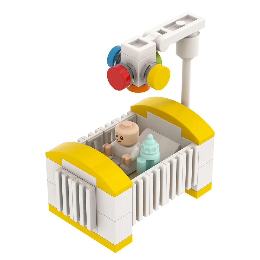 MOC City Series Baby Figure brick Crib Carriage Stroller Furniture Compatible Action Figure Building Block Toy for Children Gift