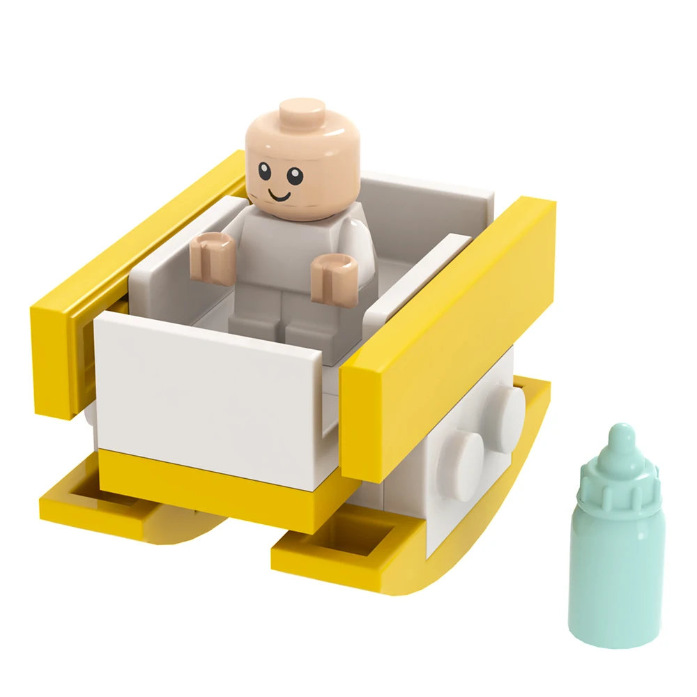MOC City Series Baby Figure brick Crib Carriage Stroller Furniture Compatible Action Figure Building Block Toy for Children Gift