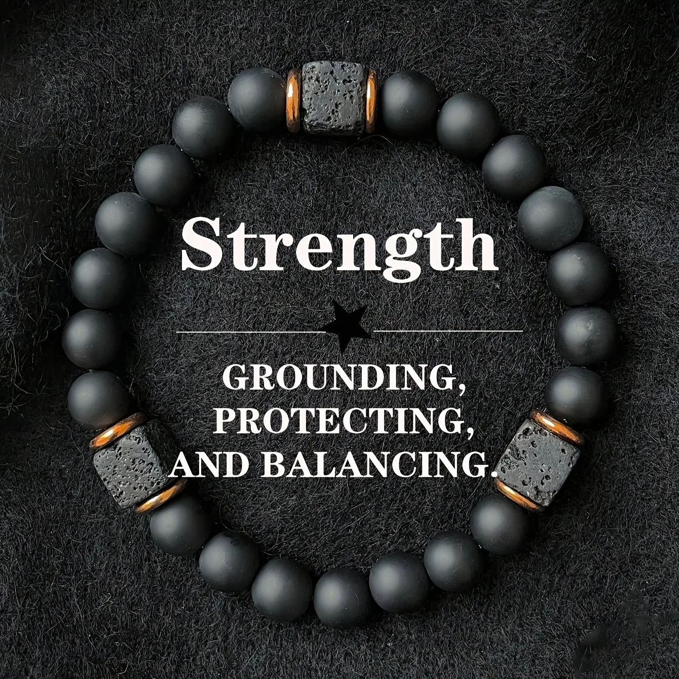 Elastic Men's Volcanic Stone Bracelet with Square Black Agate Fashionable Jewelry Suitable for Modern Gentlemen Magnetic Therapy