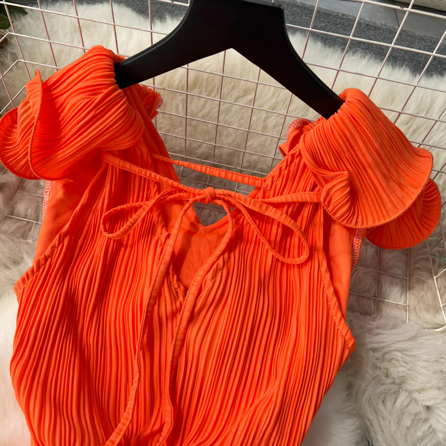 CM.YAYA Women Ruffles Splicing V-neck Sleeveless Bodycon Midi Pleated Maxi Long Dress 2025 Birthday Sexy Club Party Even Dresses