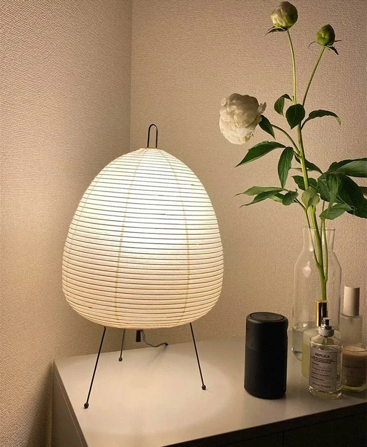 Japanese Noguchi Akari Rice Paper Floor Lamp Wabi Sabi Vintage Standing Light for Living Room Bedroom Home Decor Bedside E27