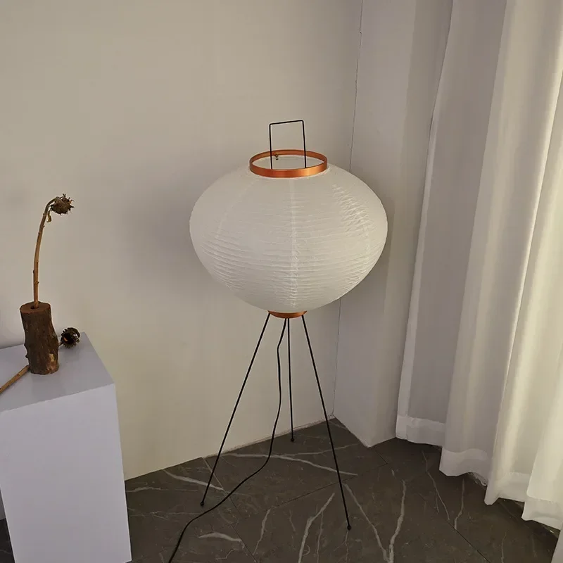 Japanese Noguchi Akari Rice Paper Floor Lamp Wabi Sabi Vintage Standing Light for Living Room Bedroom Home Decor Bedside E27