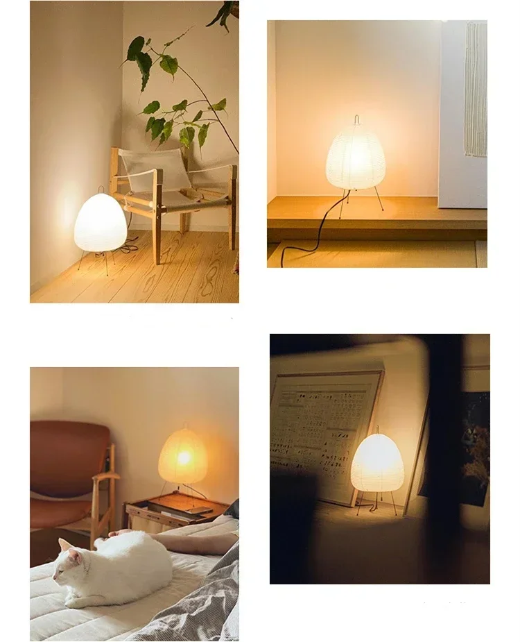Japanese Noguchi Akari Rice Paper Floor Lamp Wabi Sabi Vintage Standing Light for Living Room Bedroom Home Decor Bedside E27