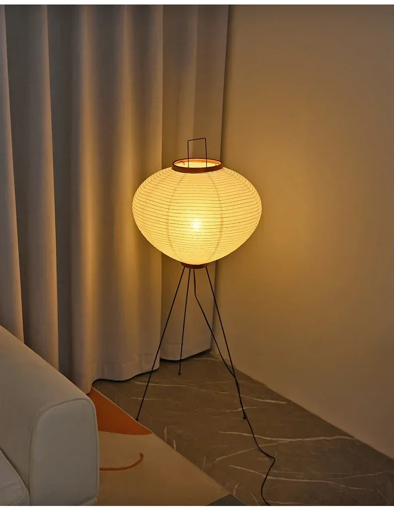 Japanese Noguchi Akari Rice Paper Floor Lamp Wabi Sabi Vintage Standing Light for Living Room Bedroom Home Decor Bedside E27
