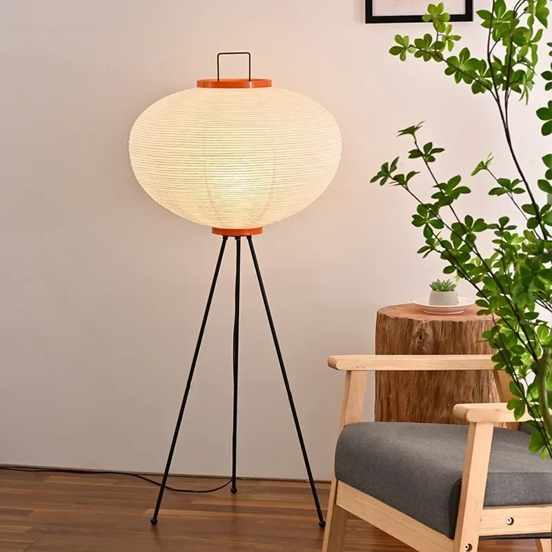 Japanese Noguchi Akari Rice Paper Floor Lamp Wabi Sabi Vintage Standing Light for Living Room Bedroom Home Decor Bedside E27