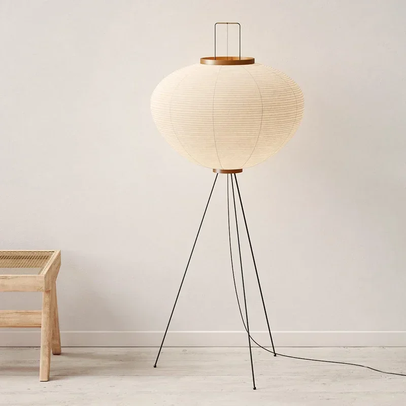 Japanese Noguchi Akari Rice Paper Floor Lamp Wabi Sabi Vintage Standing Light for Living Room Bedroom Home Decor Bedside E27