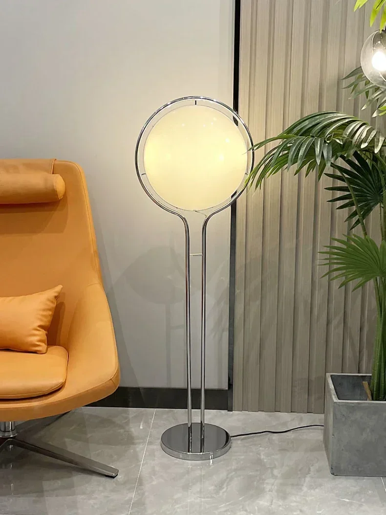 Garrault Delord LED Floor Lamp Chrome Metal White Acrylic Ball Bedside Standing Light Living Room Hotel Sofa Home Decoration