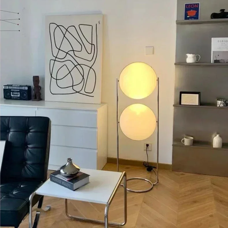 Garrault Delord LED Floor Lamp Chrome Metal White Acrylic Ball Bedside Standing Light Living Room Hotel Sofa Home Decoration