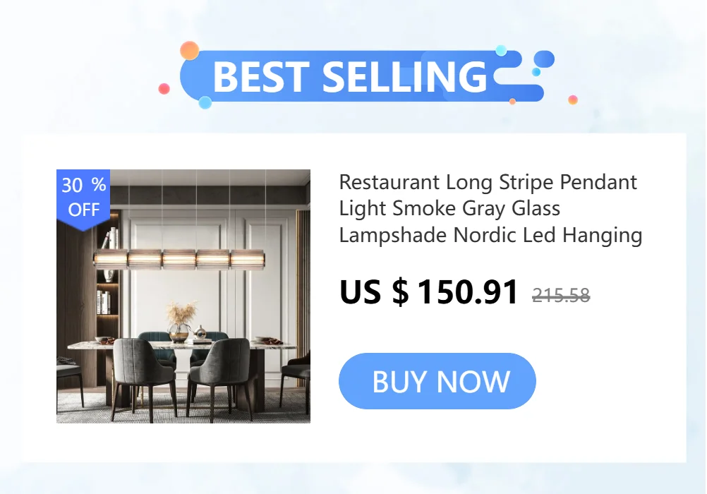 Restaurant Long Stripe Pendant Light Smoke Gray Glass Lampshade Nordic Led Hanging Light Living Dining Room Decor Pendant Lamp