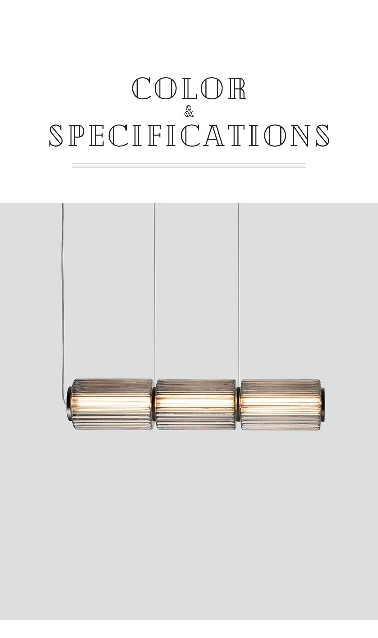 Restaurant Long Stripe Pendant Light Smoke Gray Glass Lampshade Nordic Led Hanging Light Living Dining Room Decor Pendant Lamp