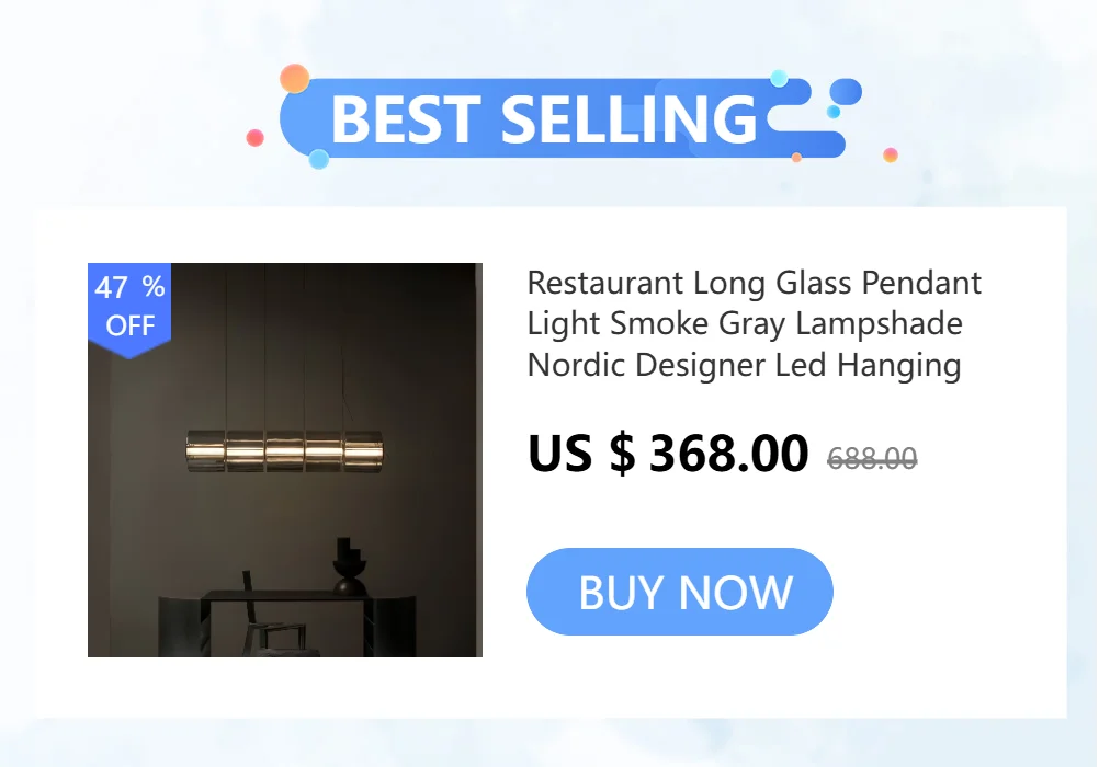 Restaurant Long Stripe Pendant Light Smoke Gray Glass Lampshade Nordic Led Hanging Light Living Dining Room Decor Pendant Lamp