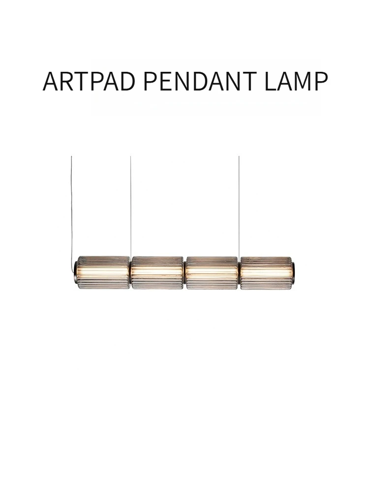 Restaurant Long Stripe Pendant Light Smoke Gray Glass Lampshade Nordic Led Hanging Light Living Dining Room Decor Pendant Lamp