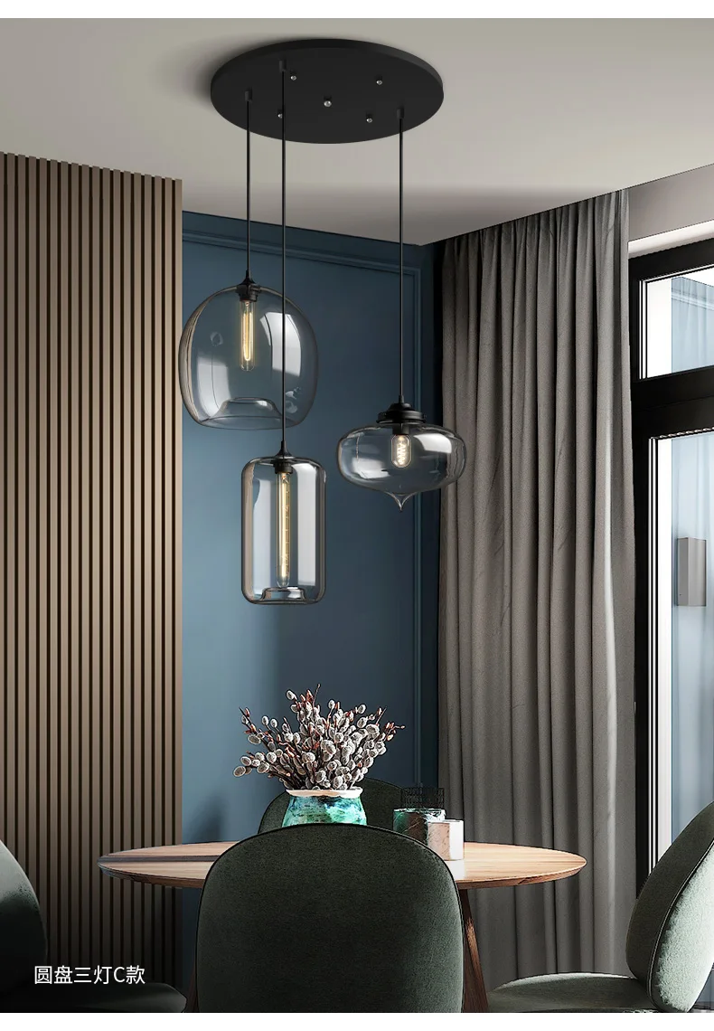Caren Lighting Handmade Glass Modern Nordic Hanging Loft Glass Pendant Light Decor Lights Fixtures Led Filament Dinningroom Lamp