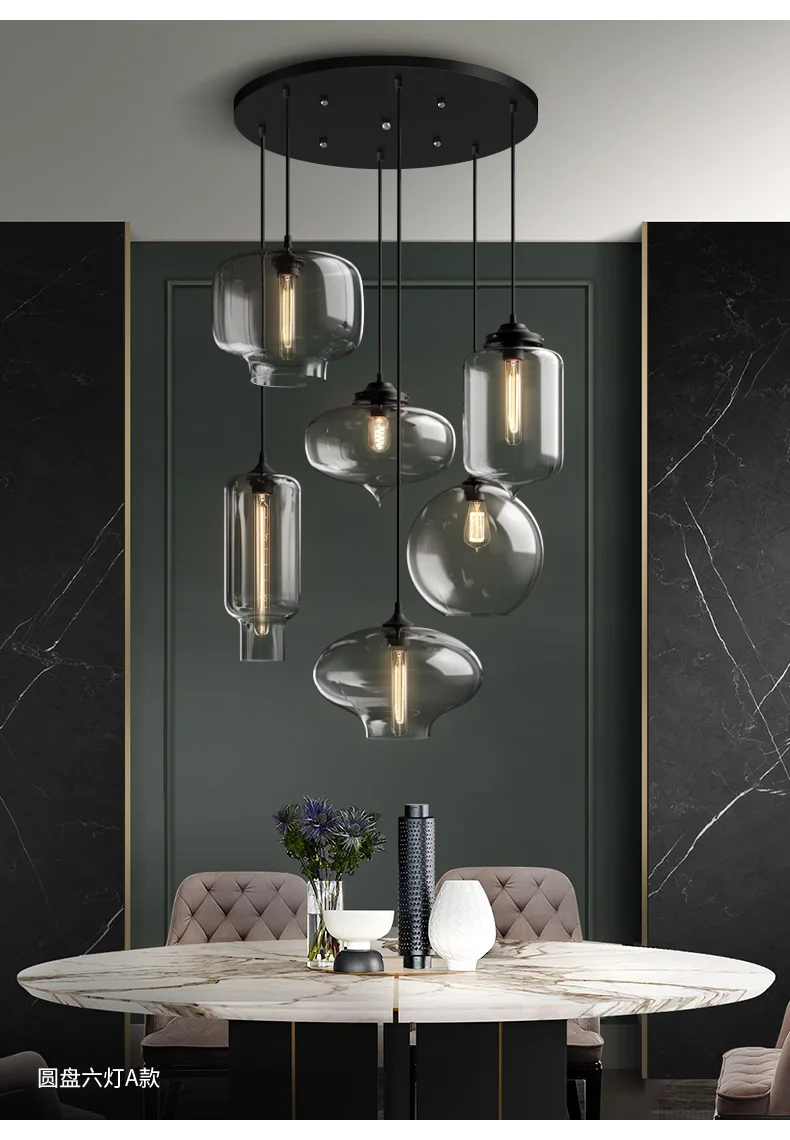 Caren Lighting Handmade Glass Modern Nordic Hanging Loft Glass Pendant Light Decor Lights Fixtures Led Filament Dinningroom Lamp