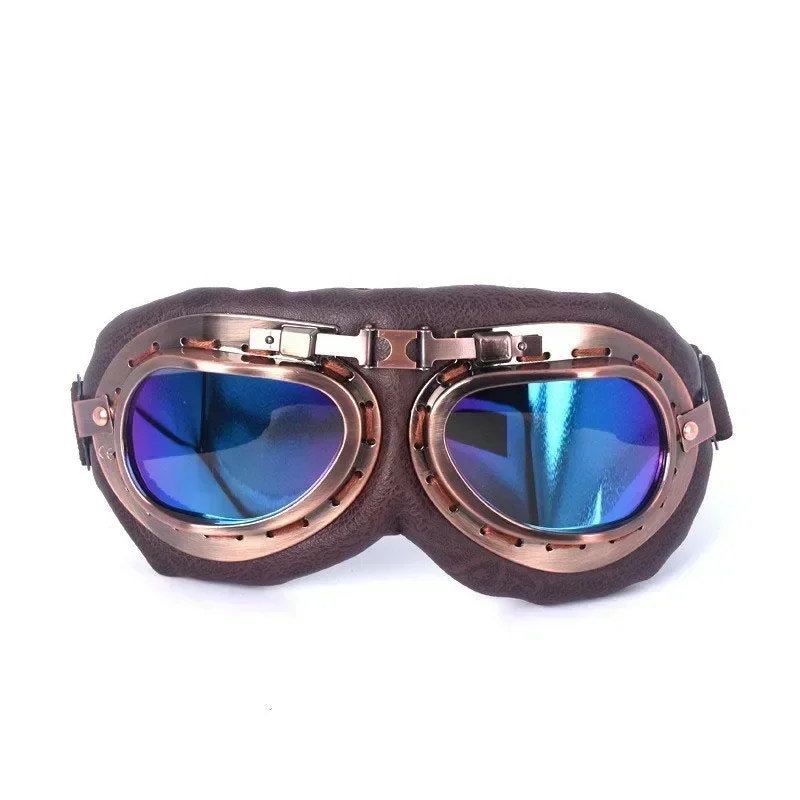 Retro Motorcycle Goggles Glasses Vintage Moto Classic Goggles for Harley Pilot Steampunk ATV Bike Copper Helmet 1Pcs
