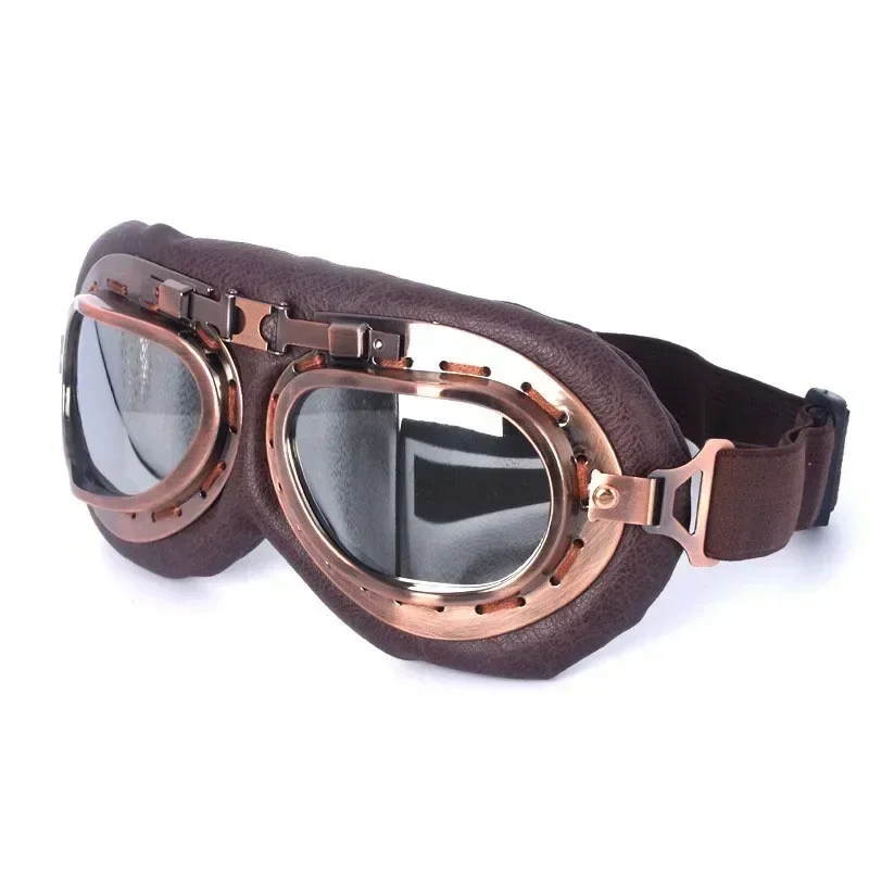 Retro Motorcycle Goggles Glasses Vintage Moto Classic Goggles for Harley Pilot Steampunk ATV Bike Copper Helmet 1Pcs