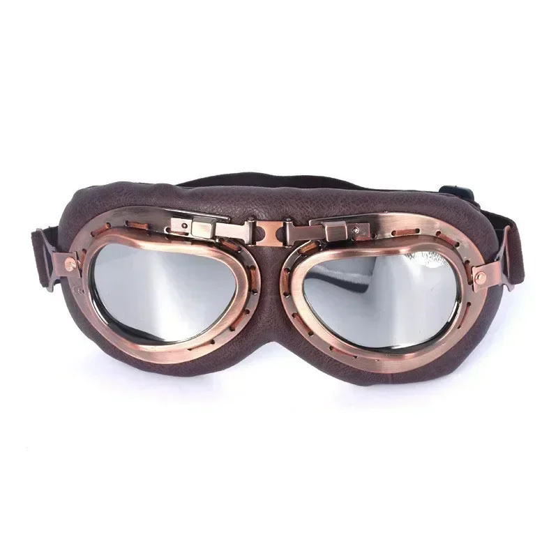 Retro Motorcycle Goggles Glasses Vintage Moto Classic Goggles for Harley Pilot Steampunk ATV Bike Copper Helmet 1Pcs