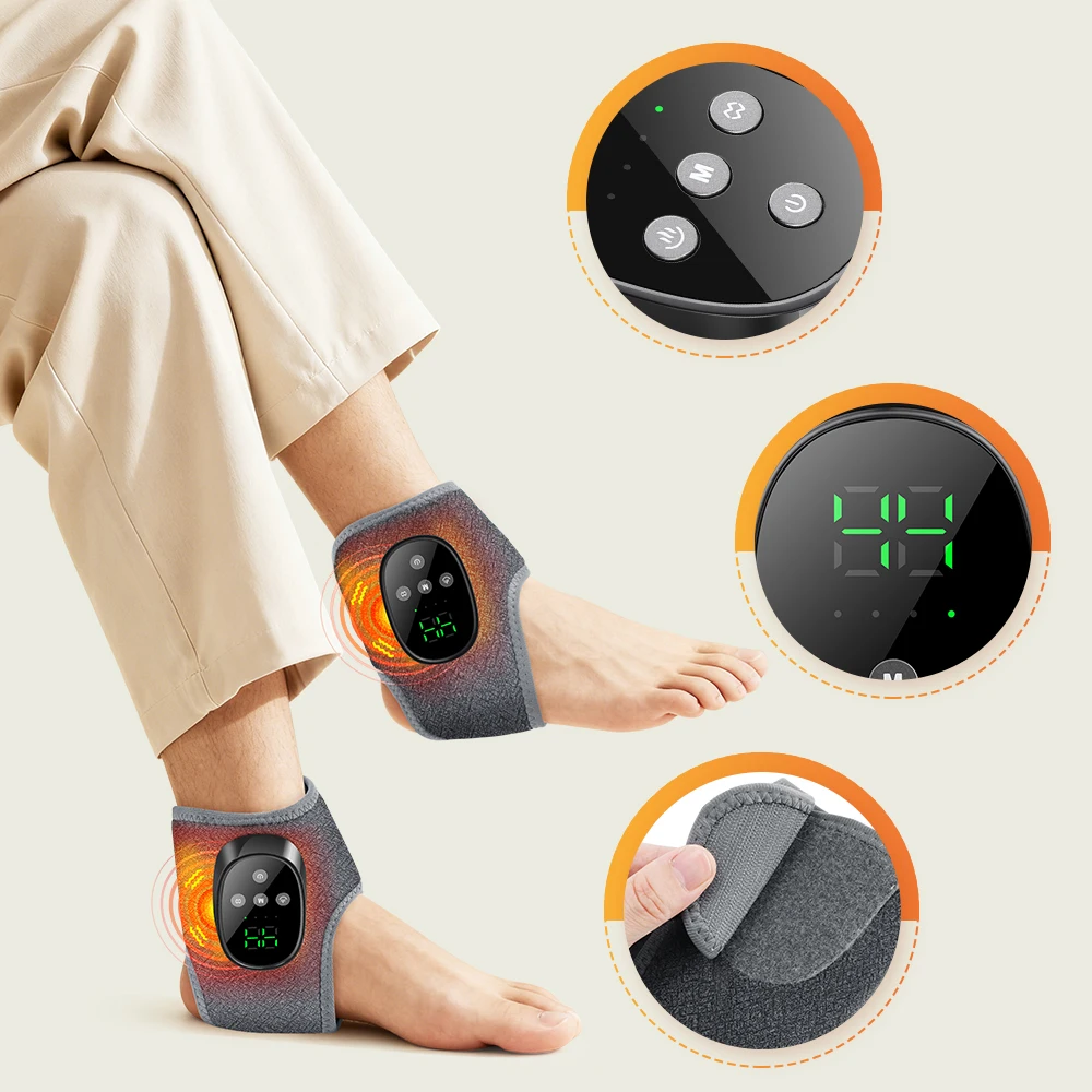 Electric Foot Heat Massager Hot Compress Vibration Health Care Ankle Massage Wrap for Joint Protection Ankle Support Brace