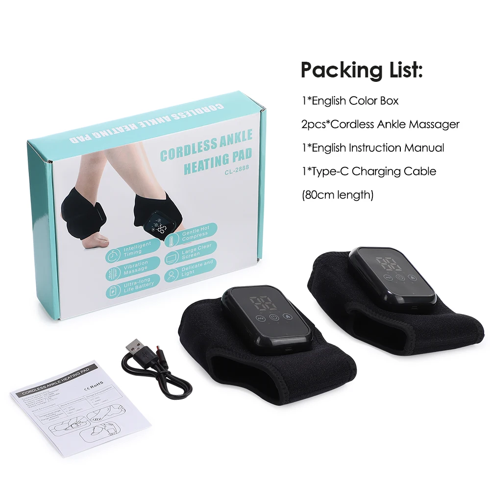 Electric Foot Heat Massager Hot Compress Vibration Health Care Ankle Massage Wrap for Joint Protection Ankle Support Brace