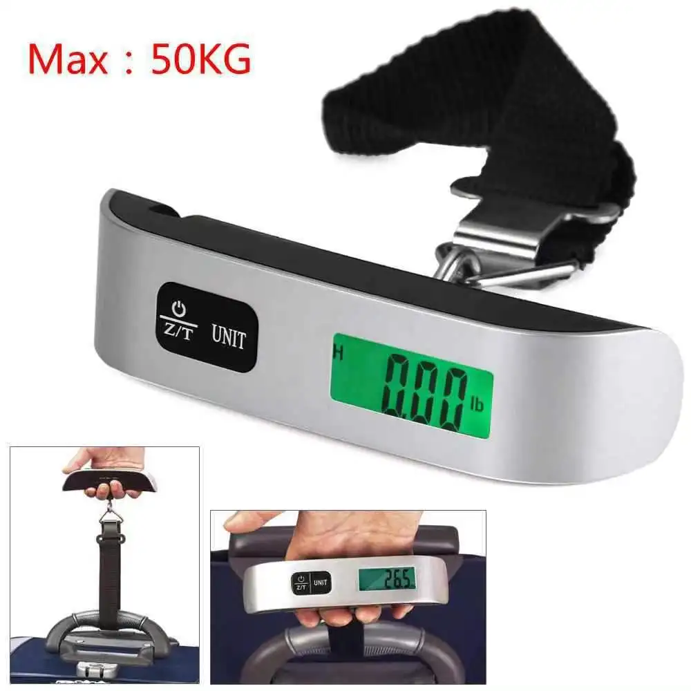 1pcs Portable Scale Digital LCD Display 110lb/50kg Electronic Luggage Hanging Suitcase Travel Weighs Baggage Bag Weight Balance