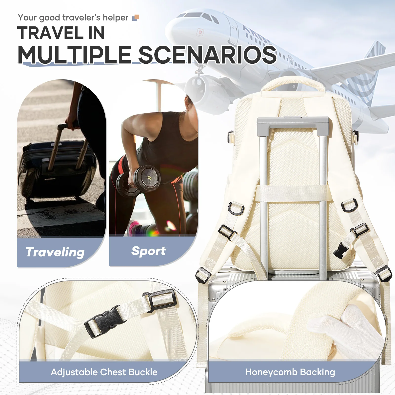 Men Women Air Vacuum Compression Travel Backpack 15.6in Laptop Backpack, Vacuum Clothing Storage Bag Airplane Cabin Backpack