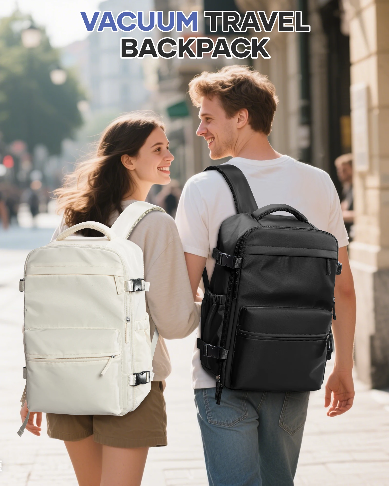 Men Women Air Vacuum Compression Travel Backpack 15.6in Laptop Backpack, Vacuum Clothing Storage Bag Airplane Cabin Backpack