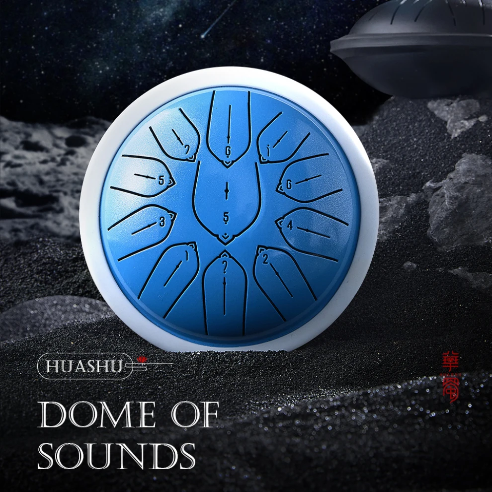 Hluru Overtone Steel Tongue Drum 6 Inch 11 Notes Key D Tank Drum Glucophone Handpan Meditation Instrument for Kids Gifts
