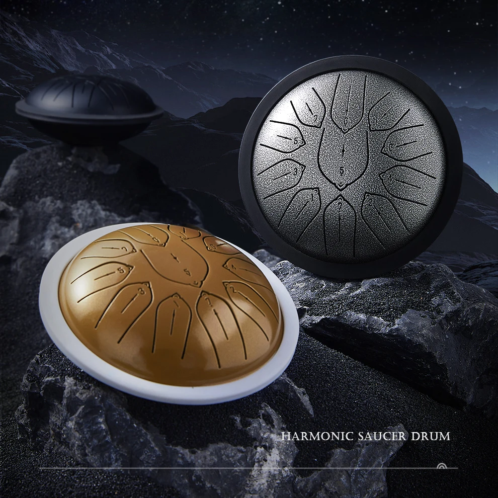 Hluru Overtone Steel Tongue Drum 6 Inch 11 Notes Key D Tank Drum Glucophone Handpan Meditation Instrument for Kids Gifts