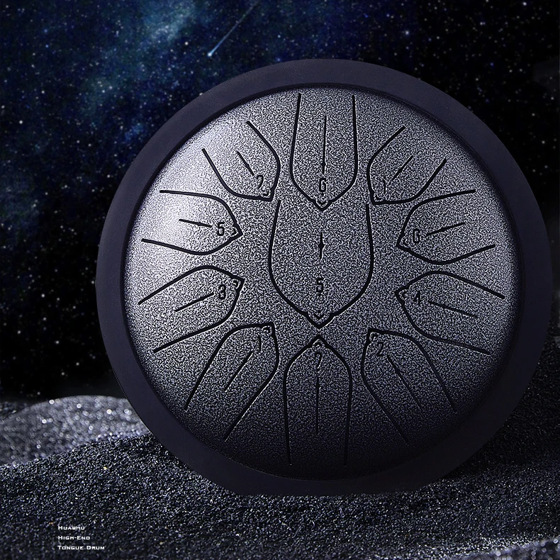 Hluru Overtone Steel Tongue Drum 6 Inch 11 Notes Key D Tank Drum Glucophone Handpan Meditation Instrument for Kids Gifts