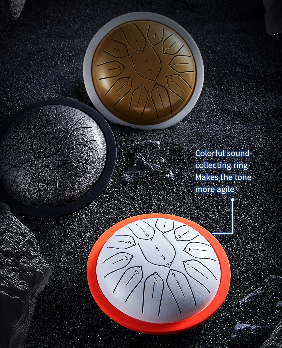 Hluru Overtone Steel Tongue Drum 6 Inch 11 Notes Key D Tank Drum Glucophone Handpan Meditation Instrument for Kids Gifts