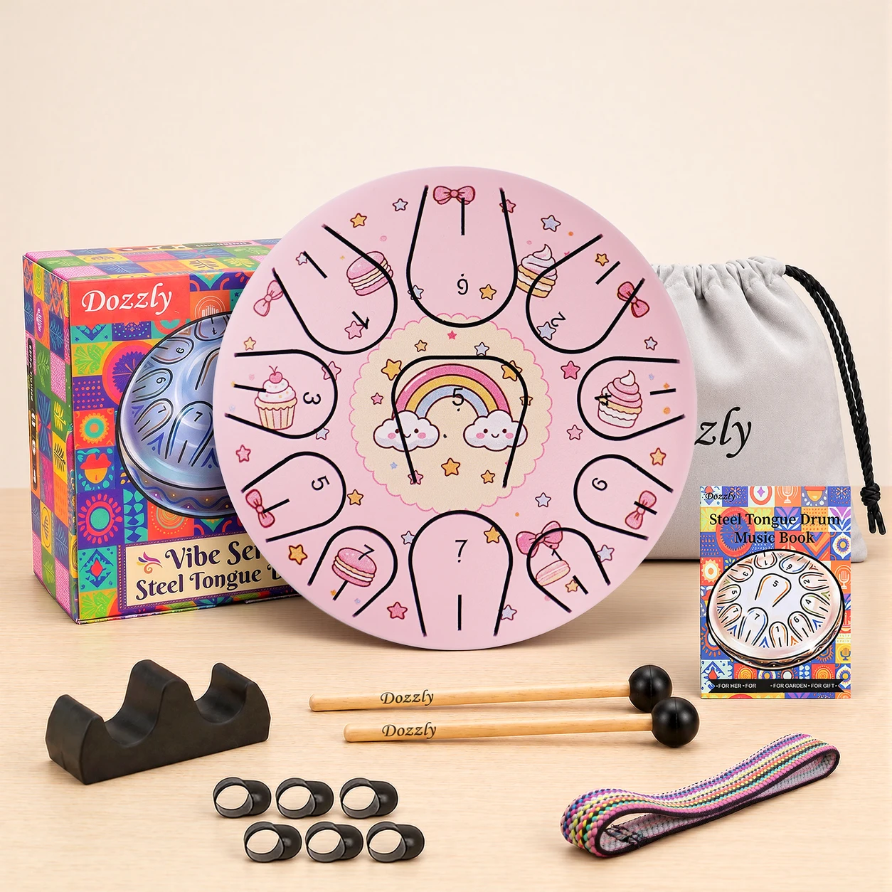 Garden Rain Drum Steel Tongue Drum Percussion Instrument Beginners Learn to Play 6-inch-11 Sound Tank Drum for  Yoga Meditation