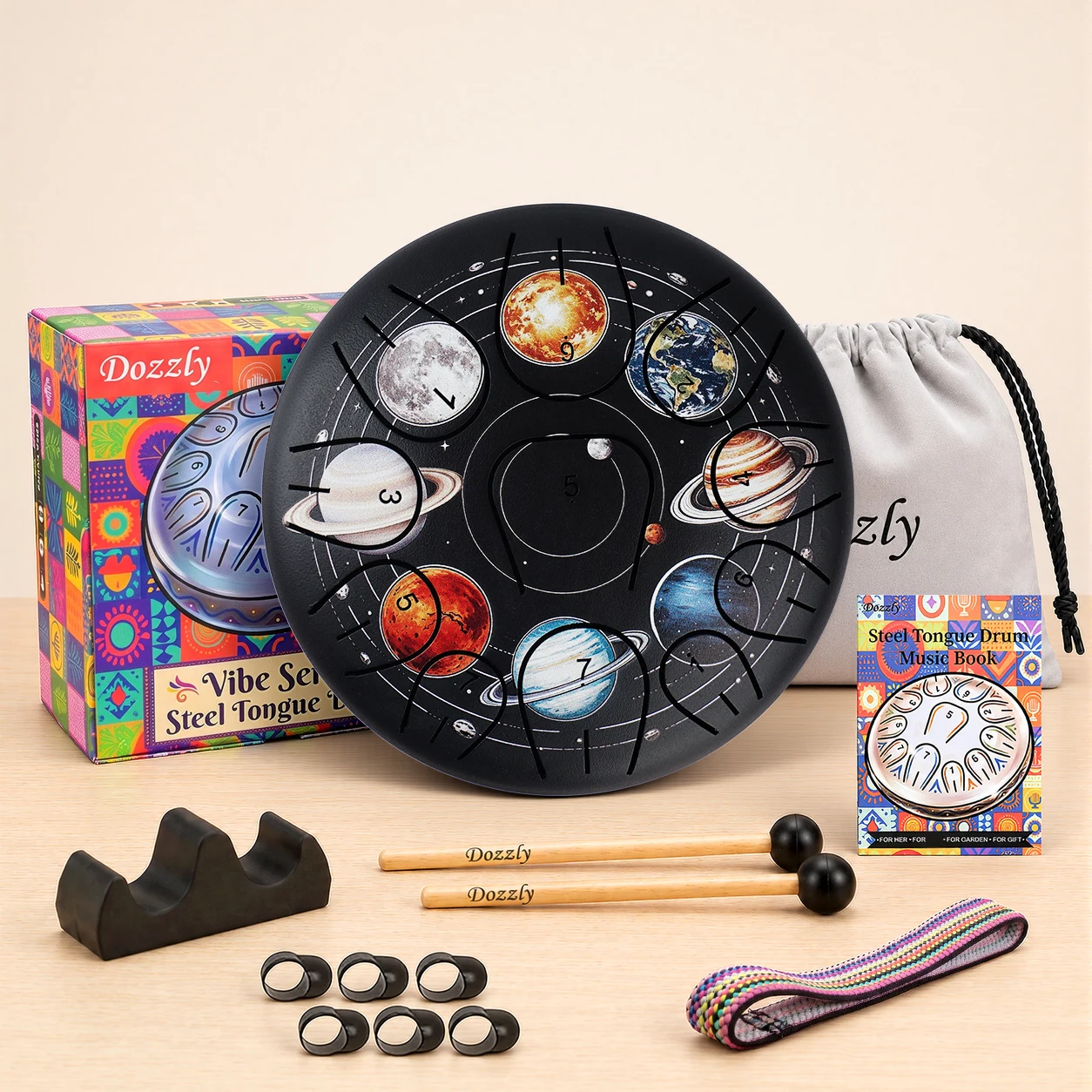 Garden Rain Drum Steel Tongue Drum Percussion Instrument Beginners Learn to Play 6-inch-11 Sound Tank Drum for  Yoga Meditation