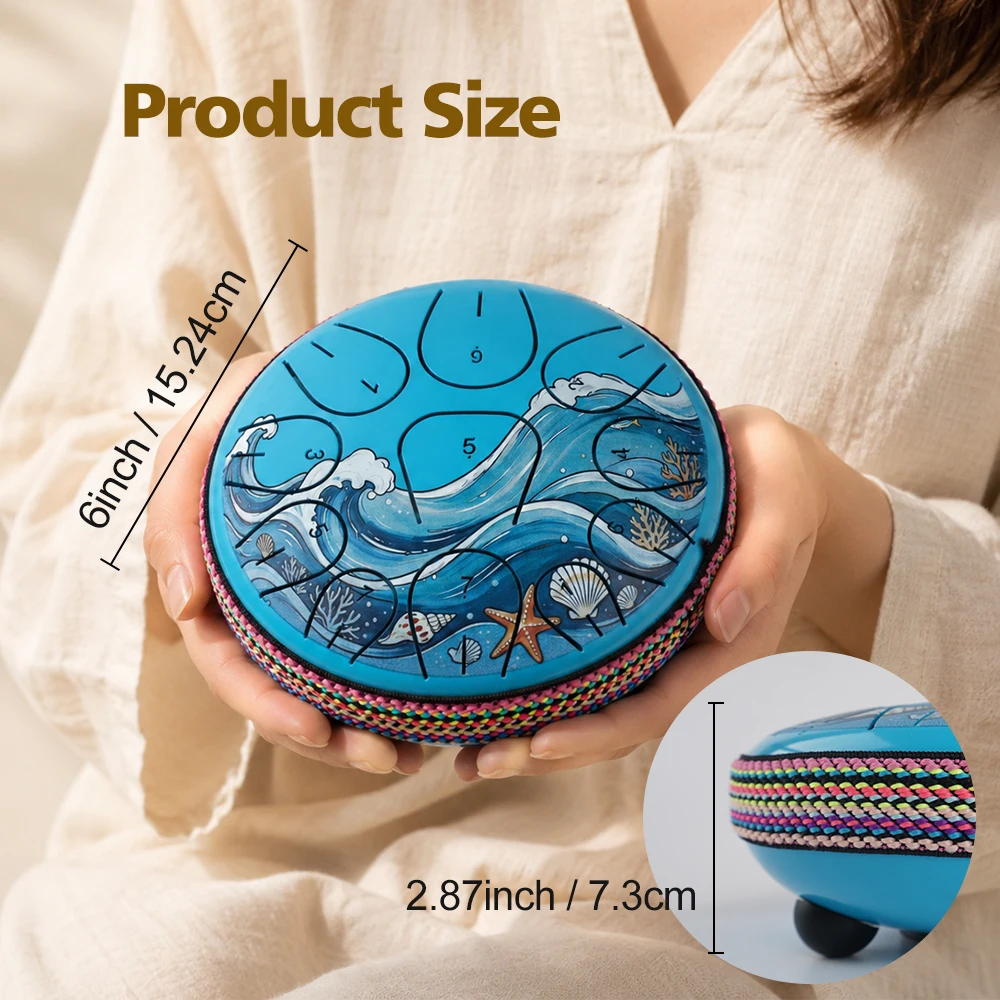 Garden Rain Drum Steel Tongue Drum Percussion Instrument Beginners Learn to Play 6-inch-11 Sound Tank Drum for  Yoga Meditation