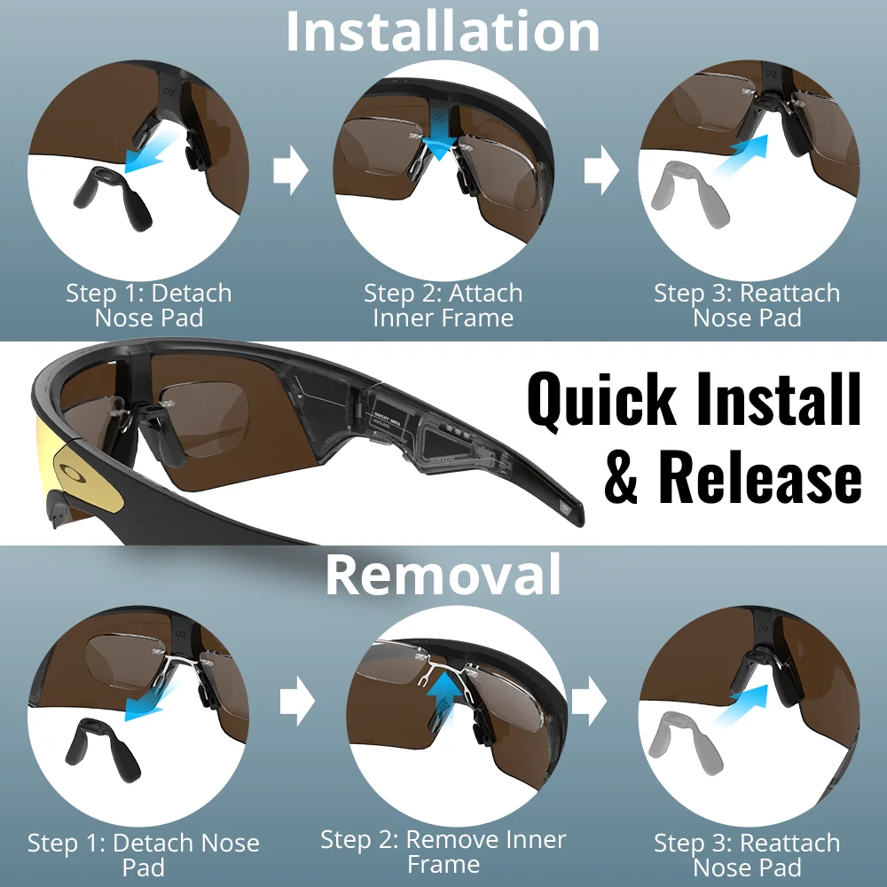 HiBloks Clip On Lenses For Oakley Meta Vanguard Smart Glasses Custom Prescription Lenses Clip-On Replaceable Lens Clear Clip