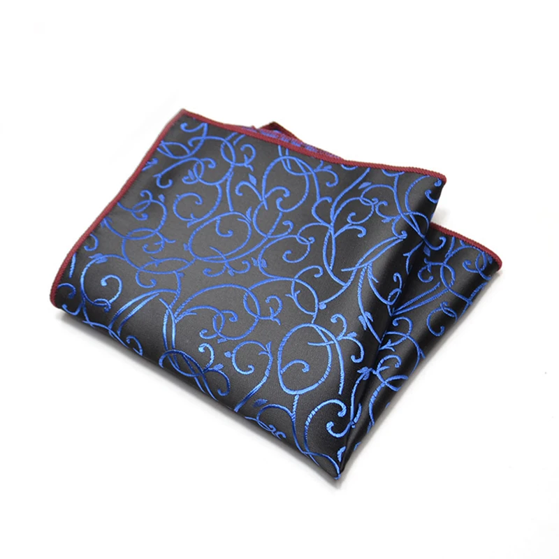25cm Mens Classic Pocket Square Towel Polyester Paisley Striped Handkerchief Suit Shirt Accessories Wedding Party Navy Red Hanky