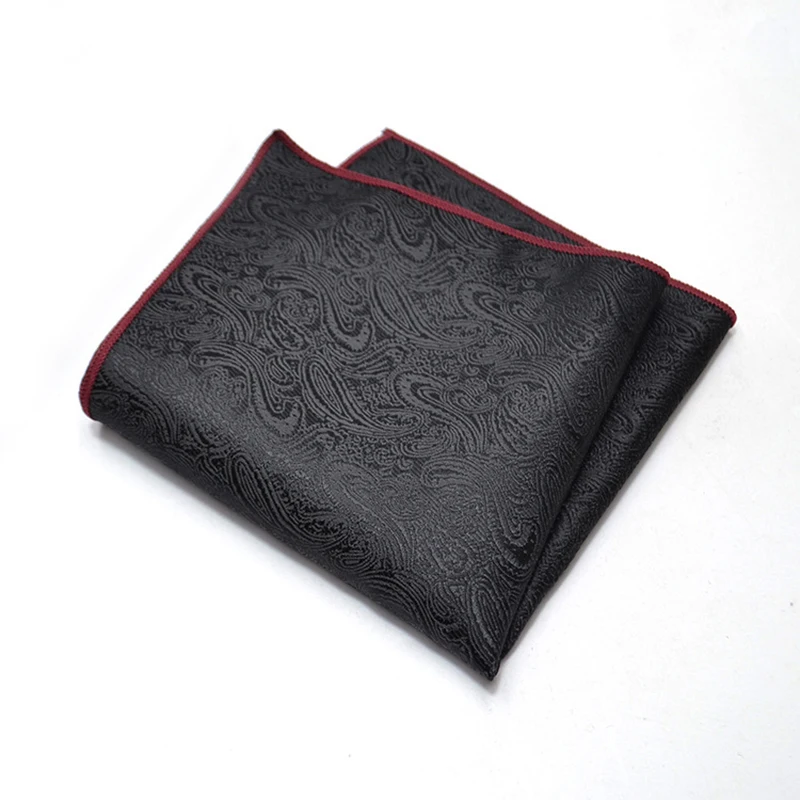 25cm Mens Classic Pocket Square Towel Polyester Paisley Striped Handkerchief Suit Shirt Accessories Wedding Party Navy Red Hanky