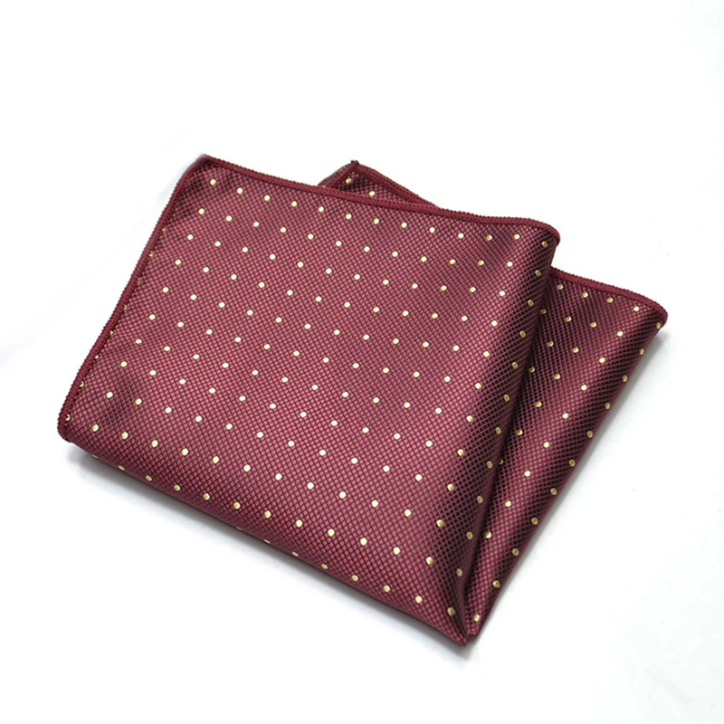 25cm Mens Classic Pocket Square Towel Polyester Paisley Striped Handkerchief Suit Shirt Accessories Wedding Party Navy Red Hanky