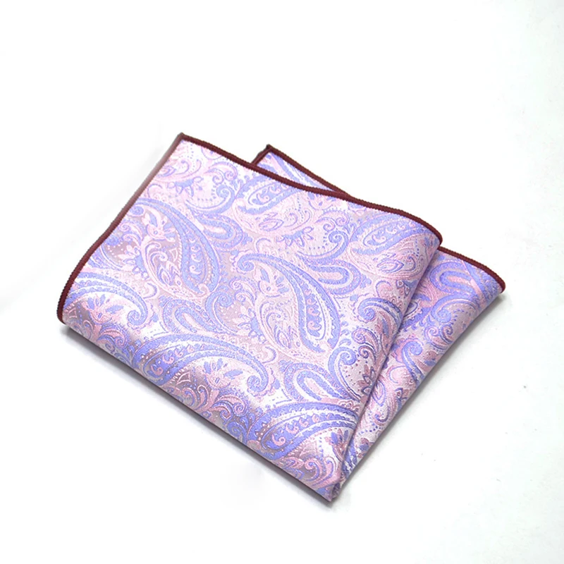 25cm Mens Classic Pocket Square Towel Polyester Paisley Striped Handkerchief Suit Shirt Accessories Wedding Party Navy Red Hanky