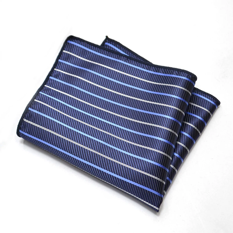 25cm Mens Classic Pocket Square Towel Polyester Paisley Striped Handkerchief Suit Shirt Accessories Wedding Party Navy Red Hanky