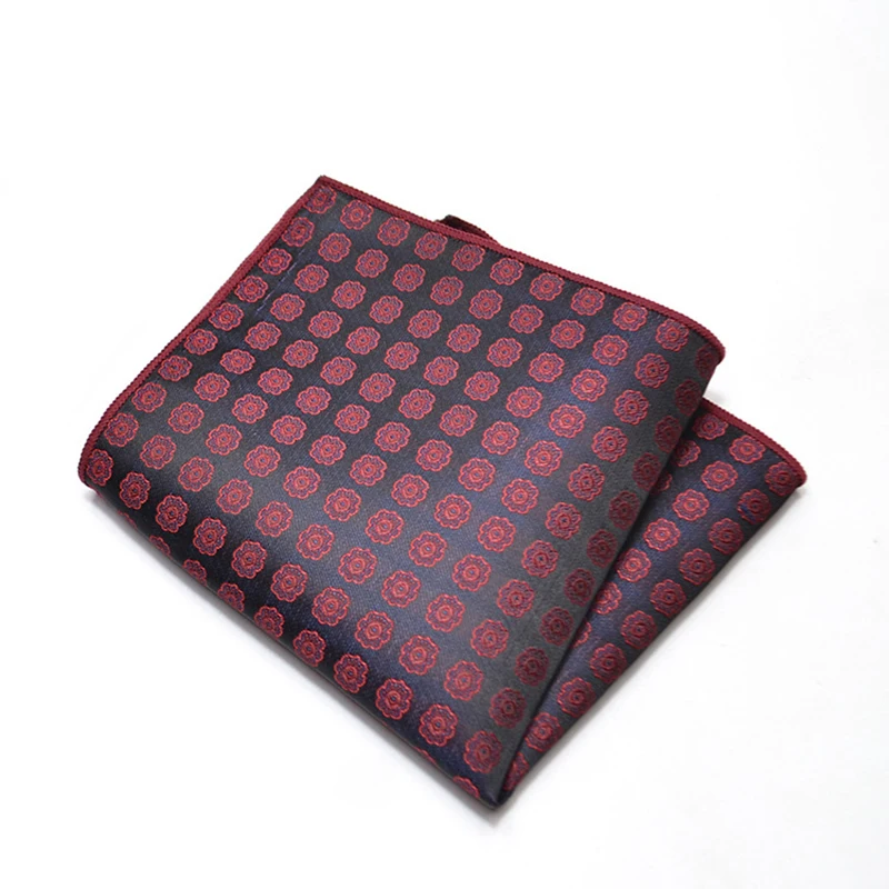 25cm Mens Classic Pocket Square Towel Polyester Paisley Striped Handkerchief Suit Shirt Accessories Wedding Party Navy Red Hanky