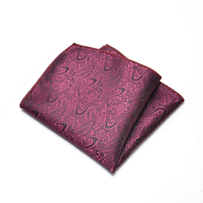 25cm Mens Classic Pocket Square Towel Polyester Paisley Striped Handkerchief Suit Shirt Accessories Wedding Party Navy Red Hanky