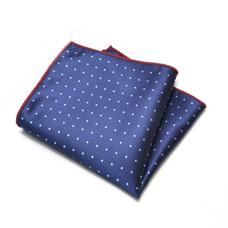 25cm Mens Classic Pocket Square Towel Polyester Paisley Striped Handkerchief Suit Shirt Accessories Wedding Party Navy Red Hanky