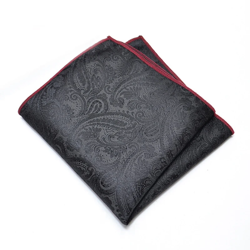 25cm Mens Classic Pocket Square Towel Polyester Paisley Striped Handkerchief Suit Shirt Accessories Wedding Party Navy Red Hanky