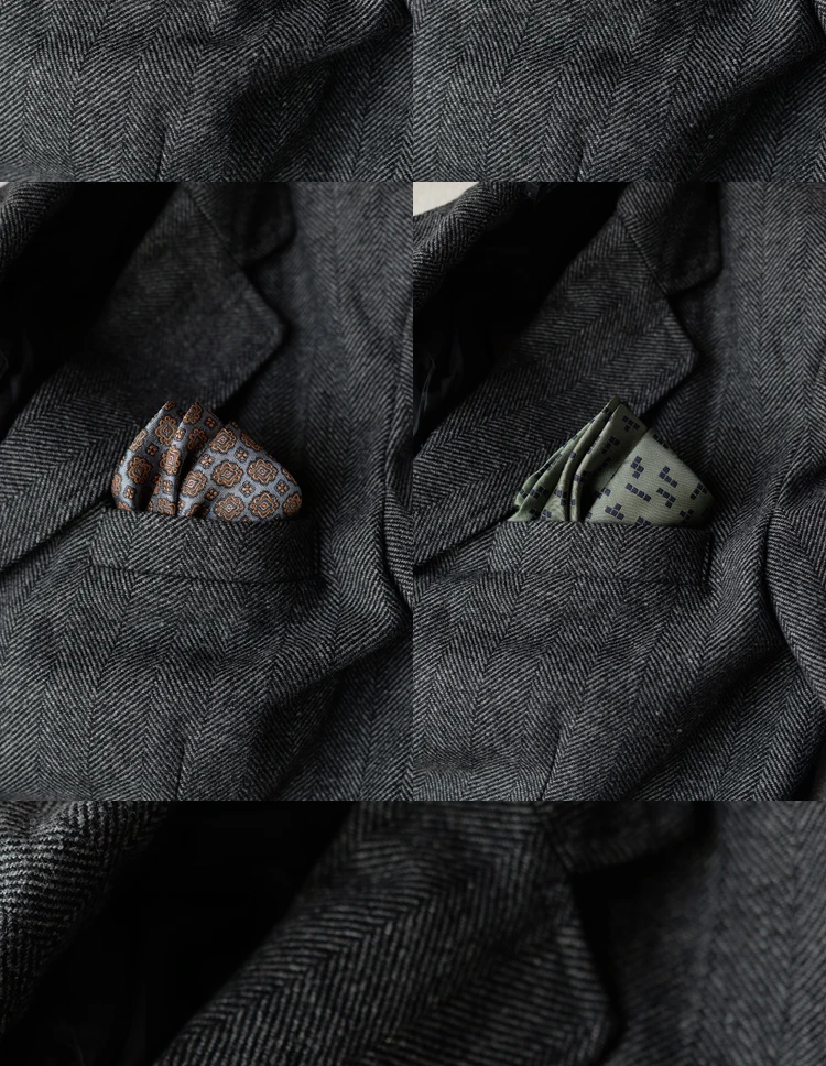 2025 Luxury Formal Pocket Square Navy Striped Floral Silk Handkerchief 24cm Brown Color Hanky Wedding Banquet Accessories Cravat