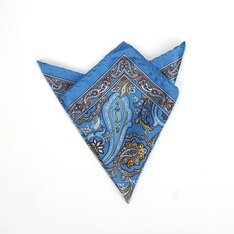 Brand New Men's Handkerchief Vintage Paisley Pocket Square Soft Hankies Wedding Party Business Artificial Silk Chest Towel Gift