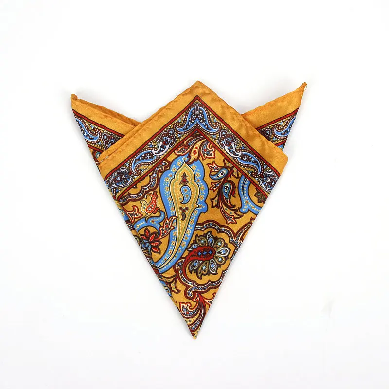 Brand New Men's Handkerchief Vintage Paisley Pocket Square Soft Hankies Wedding Party Business Artificial Silk Chest Towel Gift
