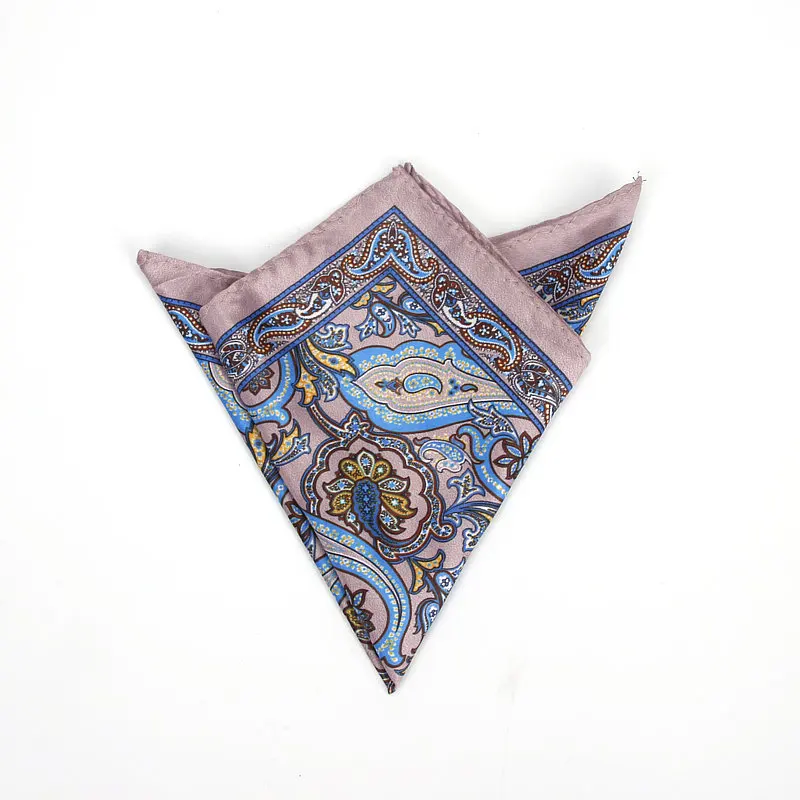 Brand New Men's Handkerchief Vintage Paisley Pocket Square Soft Hankies Wedding Party Business Artificial Silk Chest Towel Gift