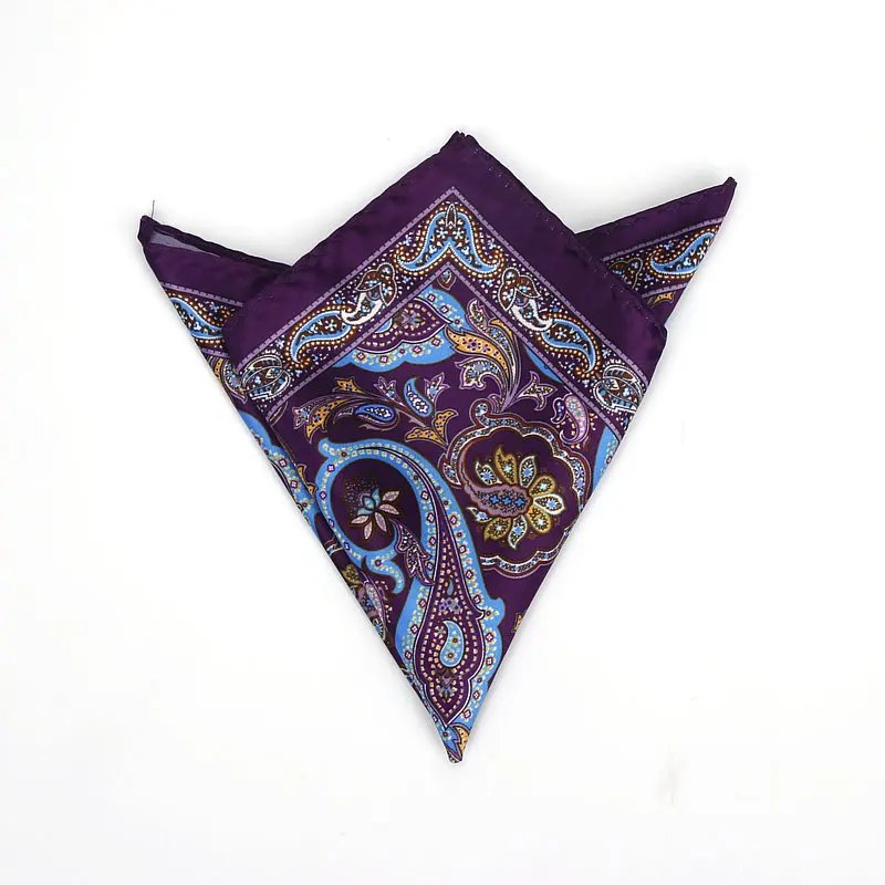 Brand New Men's Handkerchief Vintage Paisley Pocket Square Soft Hankies Wedding Party Business Artificial Silk Chest Towel Gift