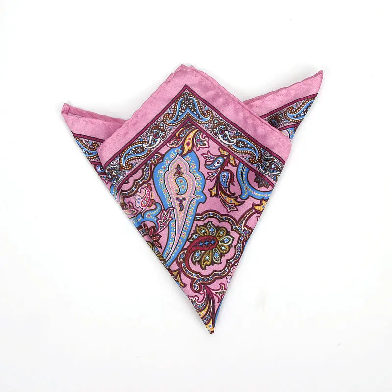 Brand New Men's Handkerchief Vintage Paisley Pocket Square Soft Hankies Wedding Party Business Artificial Silk Chest Towel Gift